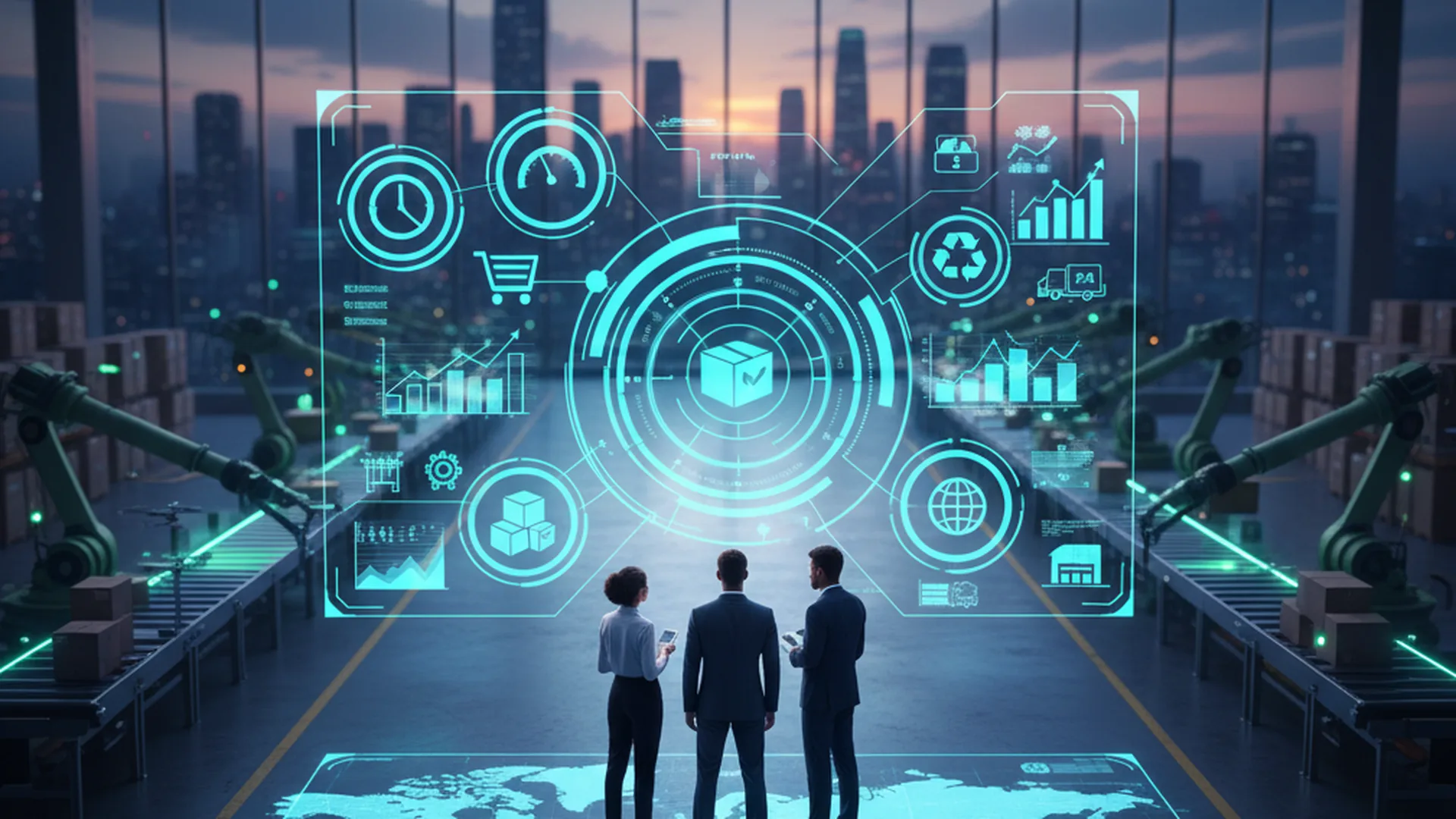 Tablero de indicadores logísticos en una pantalla de control